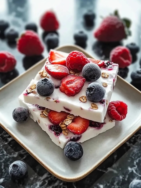 Frozen Yogurt Bark with Berries: The Ultimate Healthy Snack Recipe 5 Spreading Greek yogurt and arranging berries for Frozen Yogurt Bark with Berries