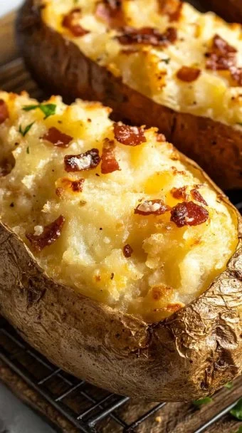 Perfectly baked potato served with various toppings for a delicious meal.