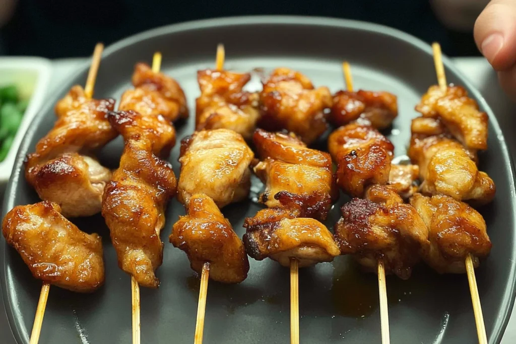 Delicious Chicken On A Stick served at a gathering