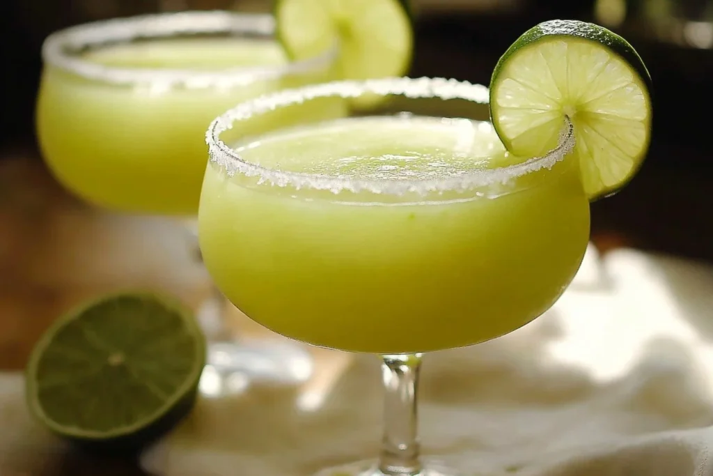 Honeydew Lime Margaritas 2 Refreshing Honeydew Lime Margaritas in a cocktail glass
