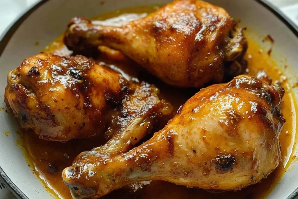 Delicious Roasted Maggi Sauce Chicken Legs served on a plate