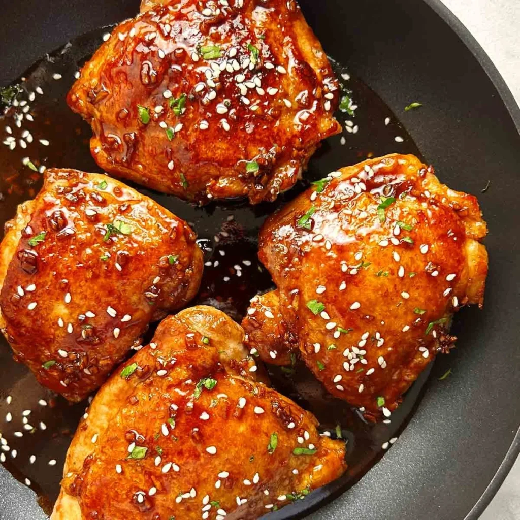 Juicy teriyaki chicken thighs marinated in a sweet soy sauce glaze