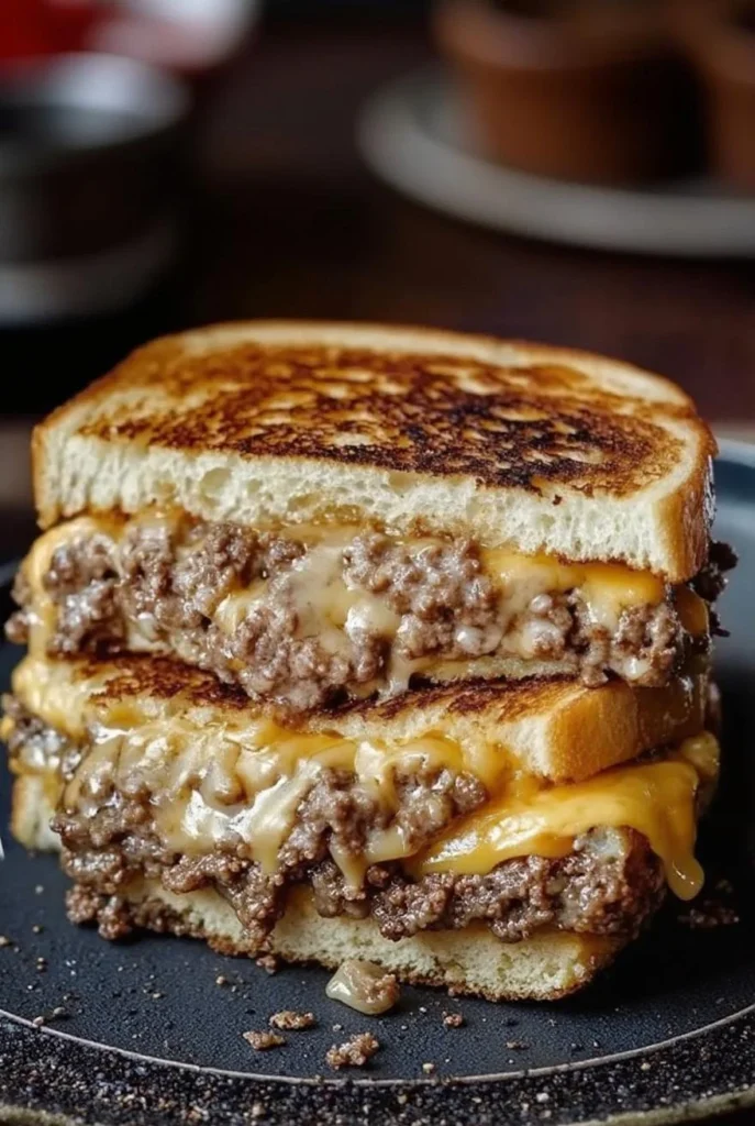 Patty Melt with Secret Sauce 2 Delicious patty melt with secret sauce on a plate