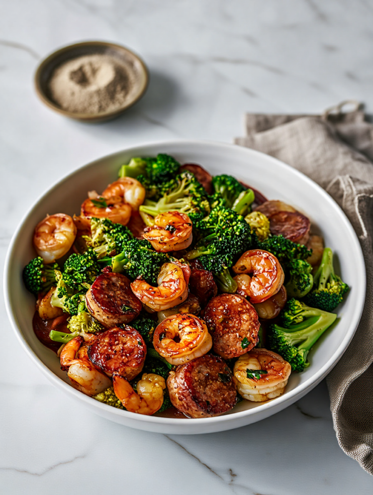 Honey Garlic Shrimp Sausage Broccoli