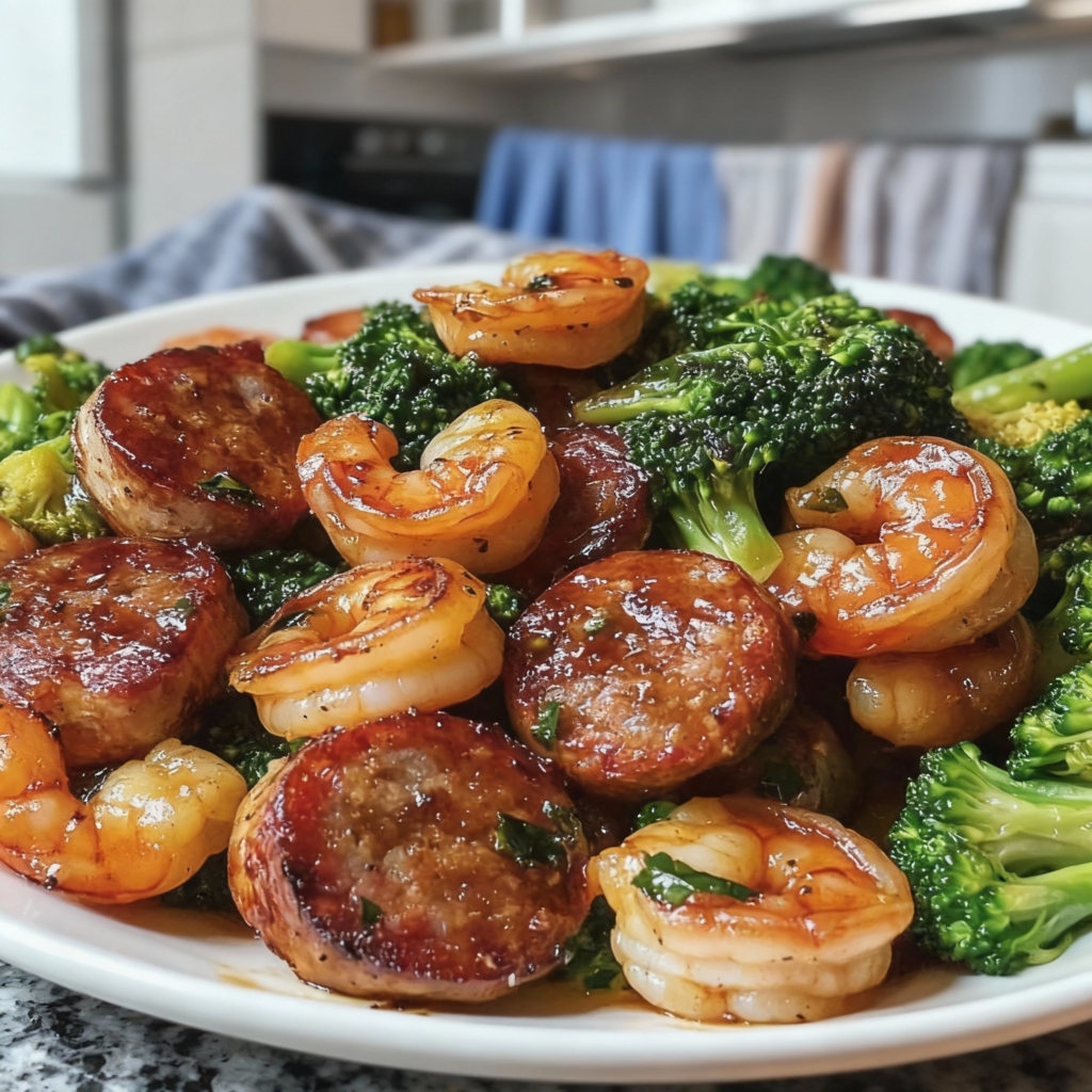 Honey Garlic Shrimp Sausage Broccoli