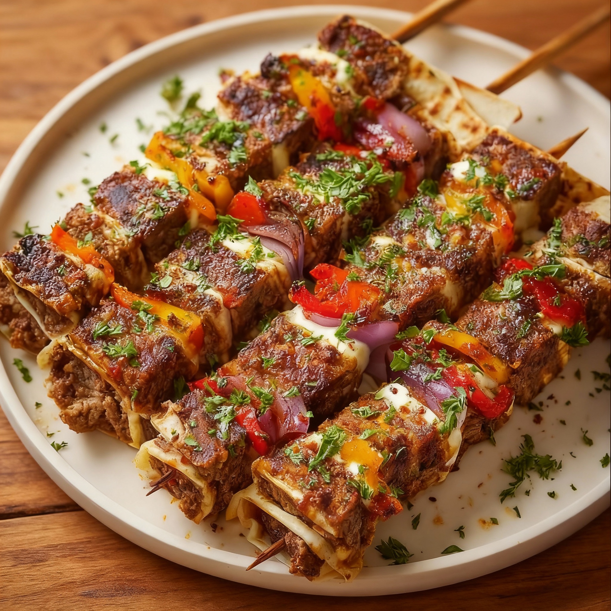 Layered Tortilla Kebab Skewers