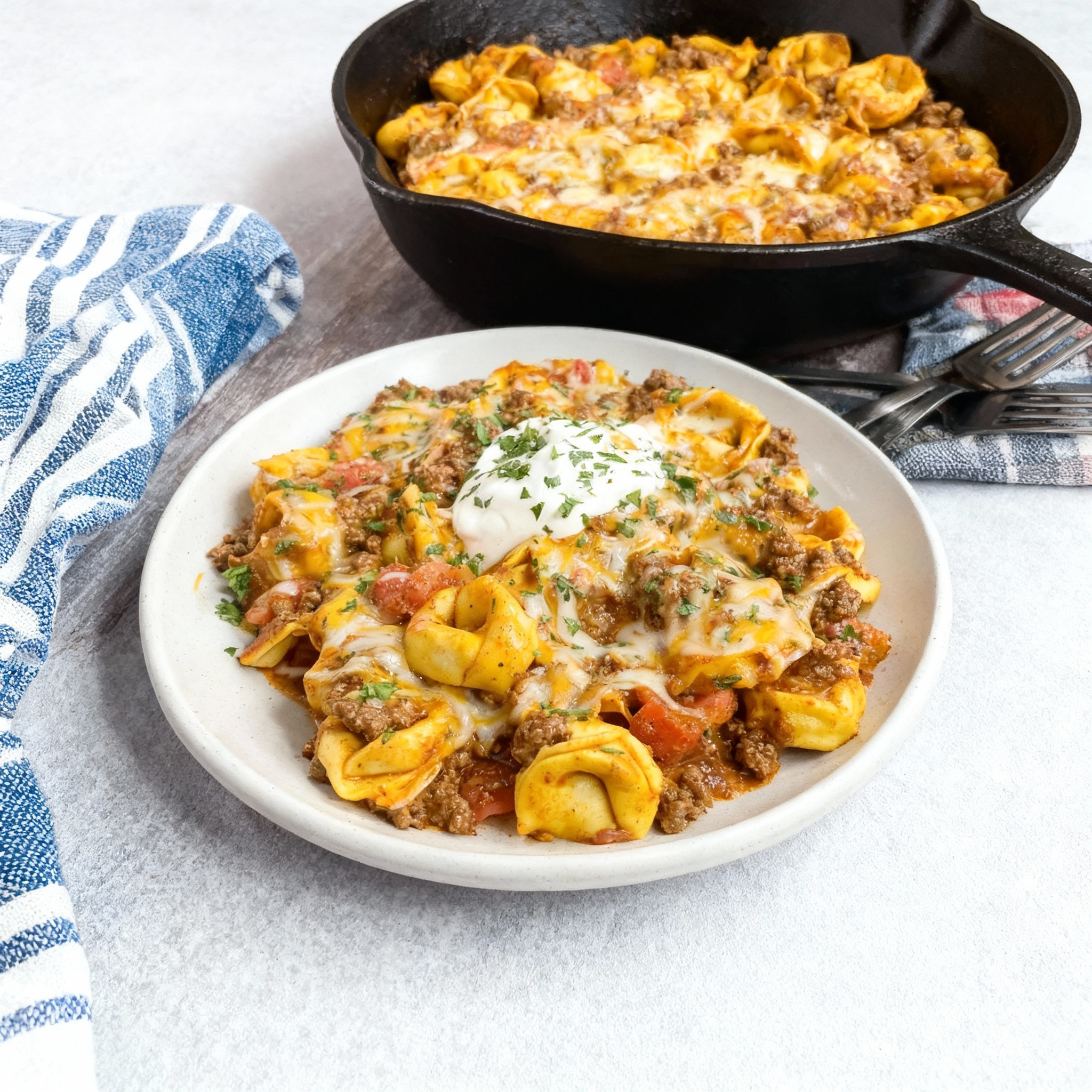Cheesy Beef Enchilada Tortellini
