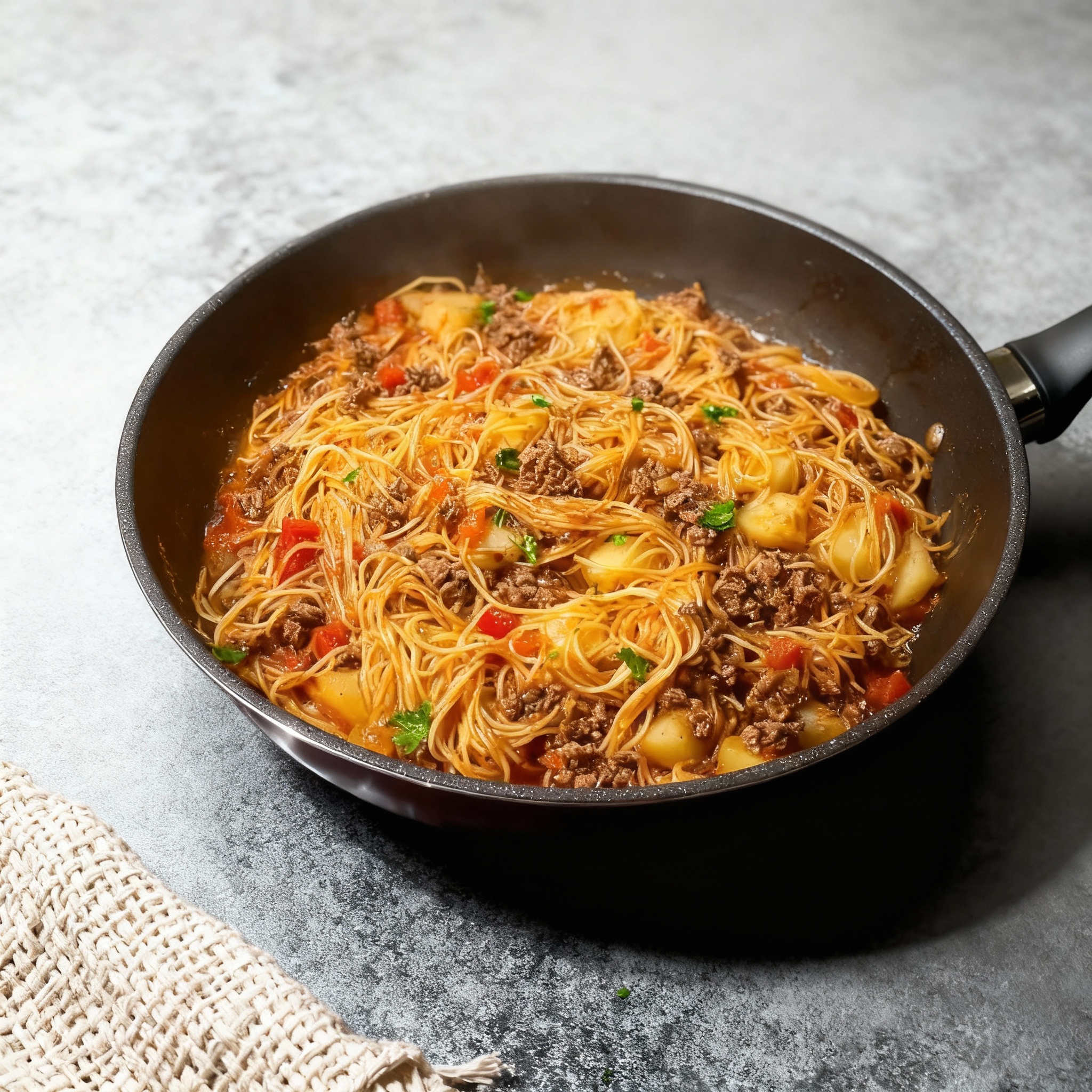 Fideo con Papas Carne Molida