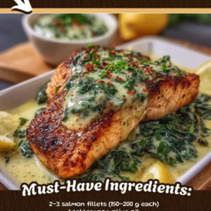 Baked Salmon with Creamy Spinach Sauce