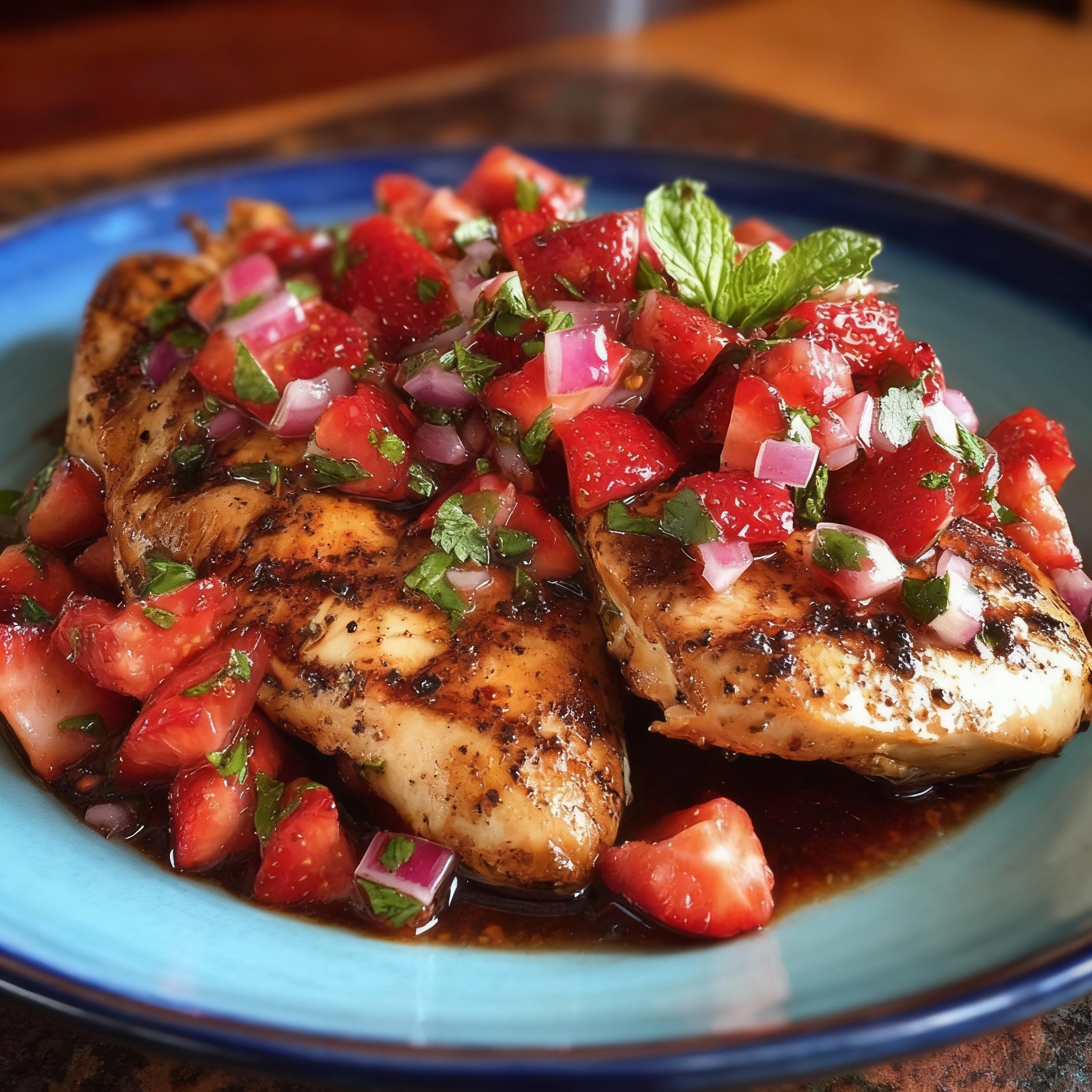 Balsamic Chicken with Strawberry Basil Relish