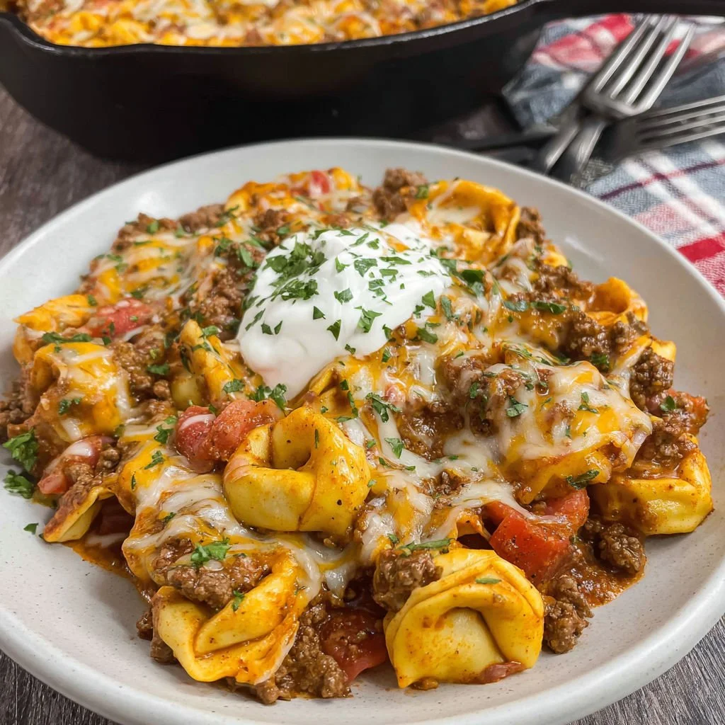 Cheesy Beef Enchilada Tortellini