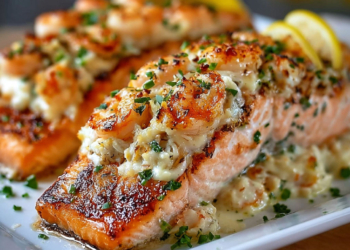 Elegant Crab and Shrimp Stuffed Salmon