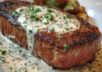 Bourbon Steak with Haunted Garlic Cream Sauce