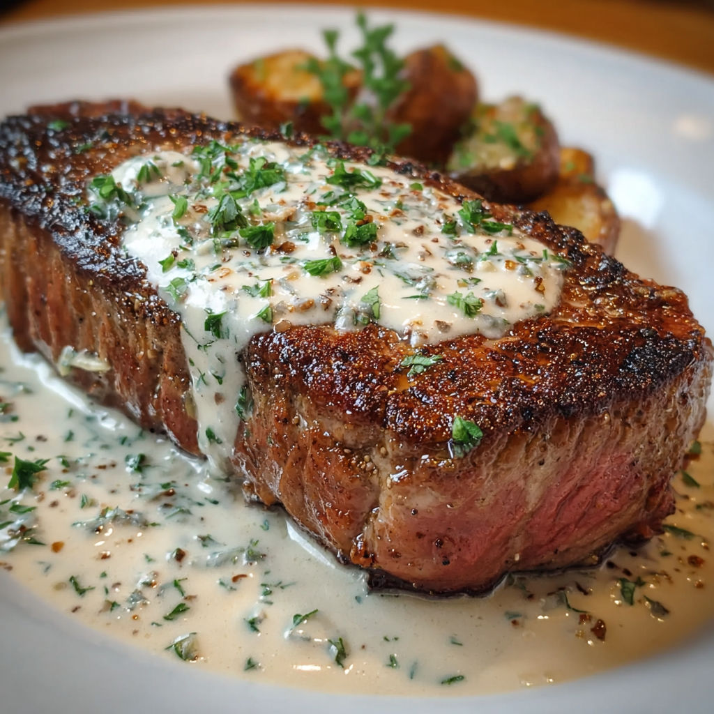 Bourbon Steak with Haunted Garlic Cream Sauce