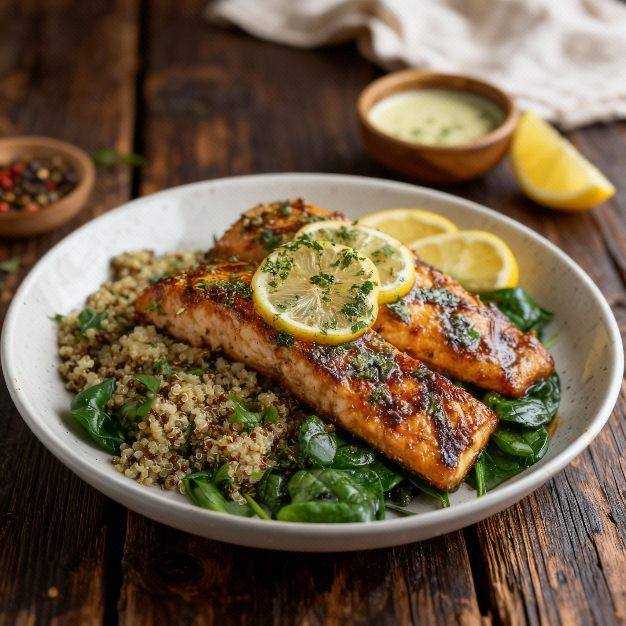 Lemon Herb Grilled Salmon with Quinoa
