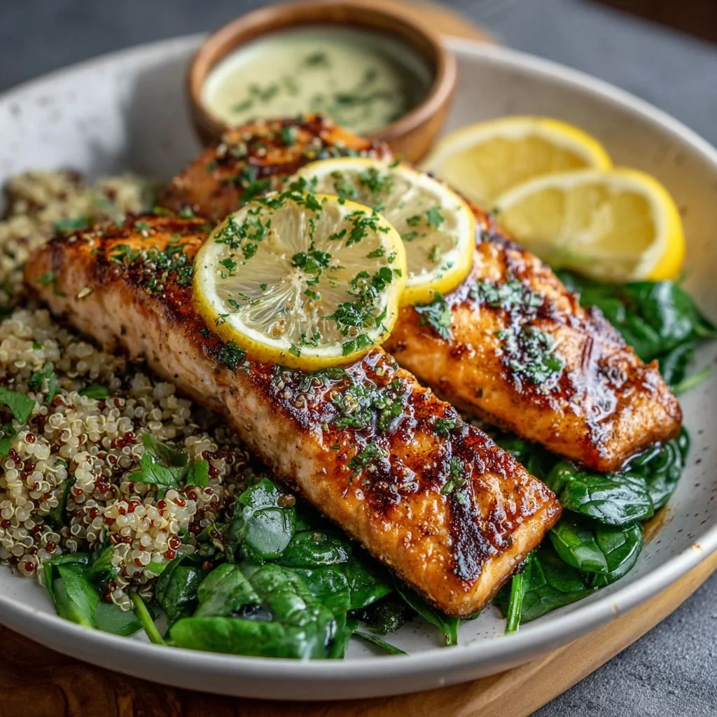 Lemon Herb Grilled Salmon with Quinoa
